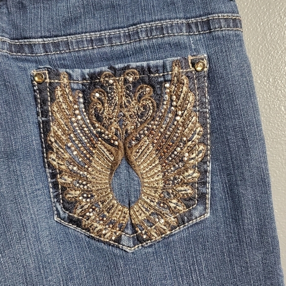Code Bleu Womens Jeans Gwen Straight Embellished Back Pockets Size 8 - Picture 1 of 8